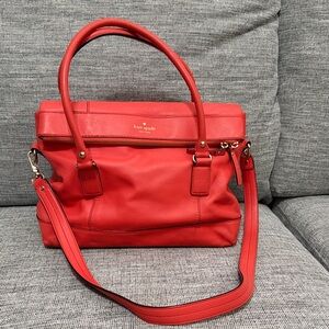Kate Spade Fremont Place Carmen Convertible Purse Handbag Coral Leather